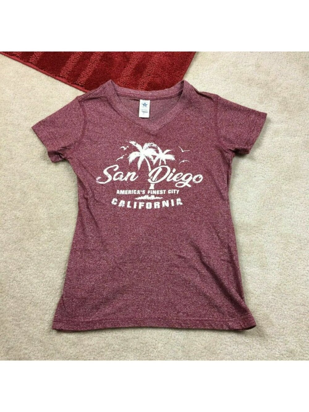 San Diego T-Shirt Juniors S California Graphic V-Neck Vacation Souvenir Beachy